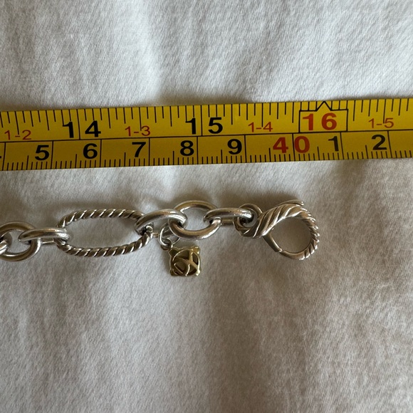 DAVID YURMAN Vintage 16” Figaro Chain Sterling Silver / 18k Gold Logo Charm - Picture 9 of 9